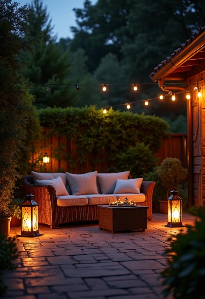 18 Patio Decor Ideas That Will Make Your Backyard the Ultimate Staycation Spot! - 15. Utilize Soft Lighting with Lanterns