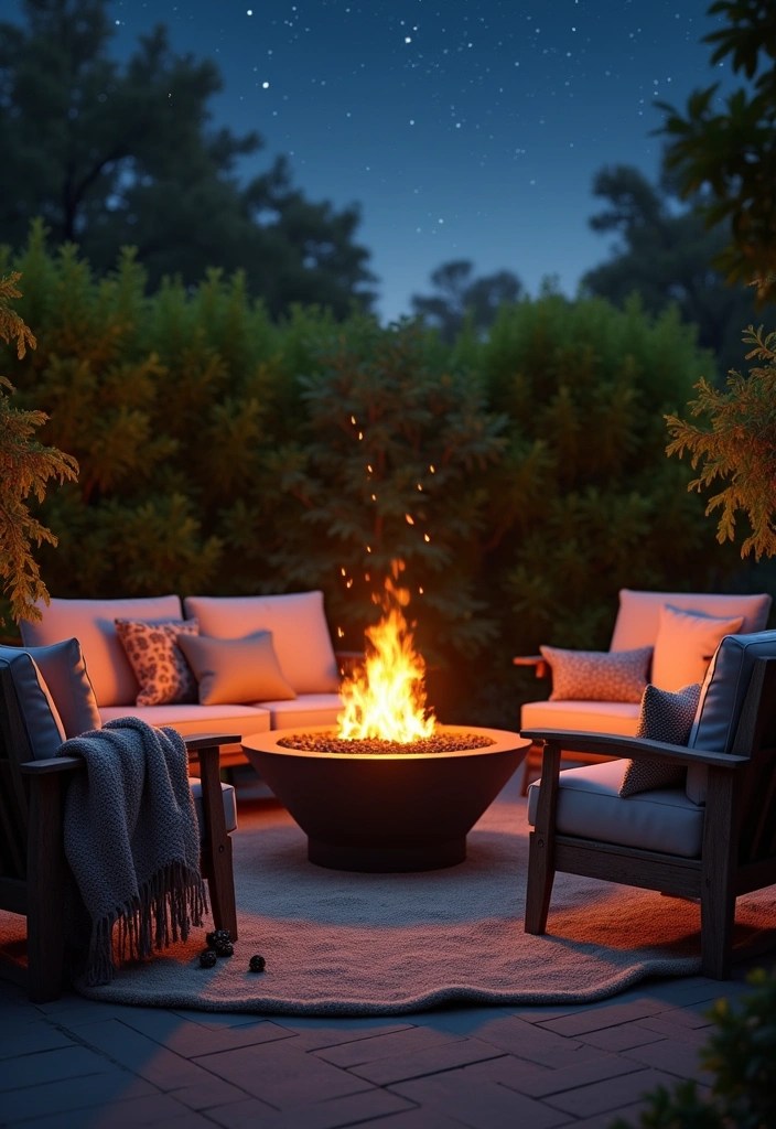 18 Patio Decor Ideas That Will Make Your Backyard the Ultimate Staycation Spot! - 2. Add a Fire Pit for Warmth and Ambiance
