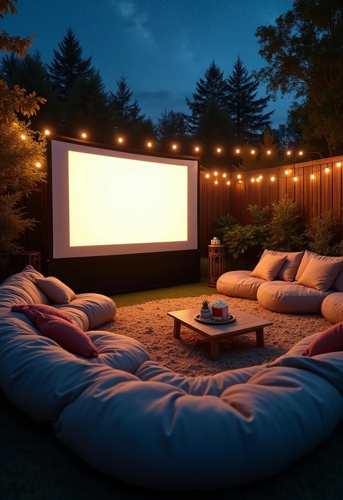 18 Patio Decor Ideas That Will Make Your Backyard the Ultimate Staycation Spot! - 8. Create a Cozy Outdoor Movie Setup