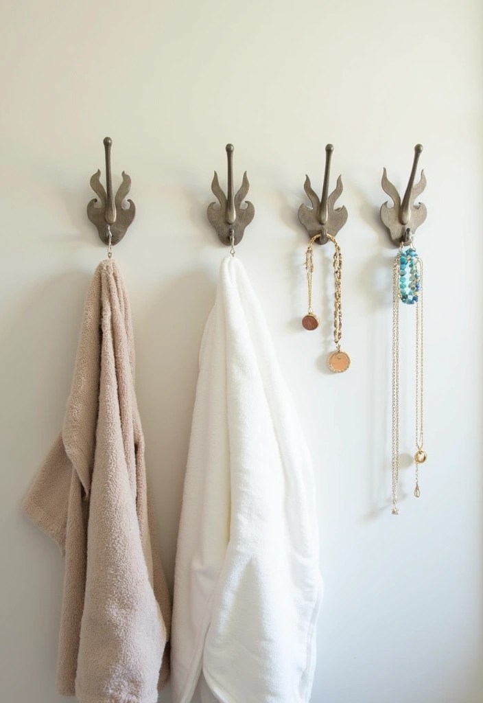 21 Bathroom Storage Hacks for Tiny Spaces That'll Change Your Life (You'll Gain 50% More Space!) - 13. Use Hooks Wisely